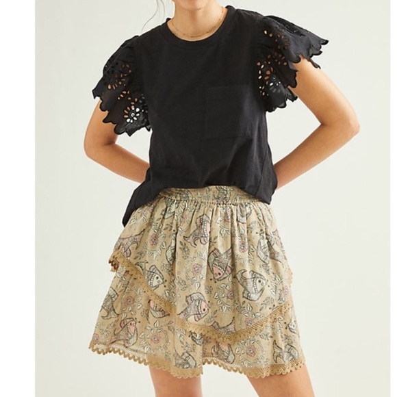 Anthropologie Seen Worn Kept Flutter Eyelet Black Top - Picture 15 of 15